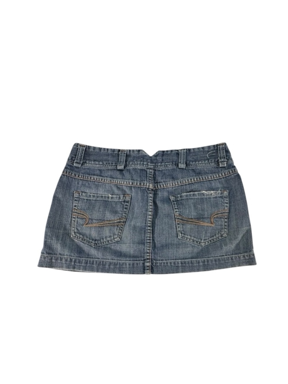 Y2K American Eagle Micro Mini Denim Skirt Low Rise Mallcore 2000s Size 8 VTG - Picture 2 of 10